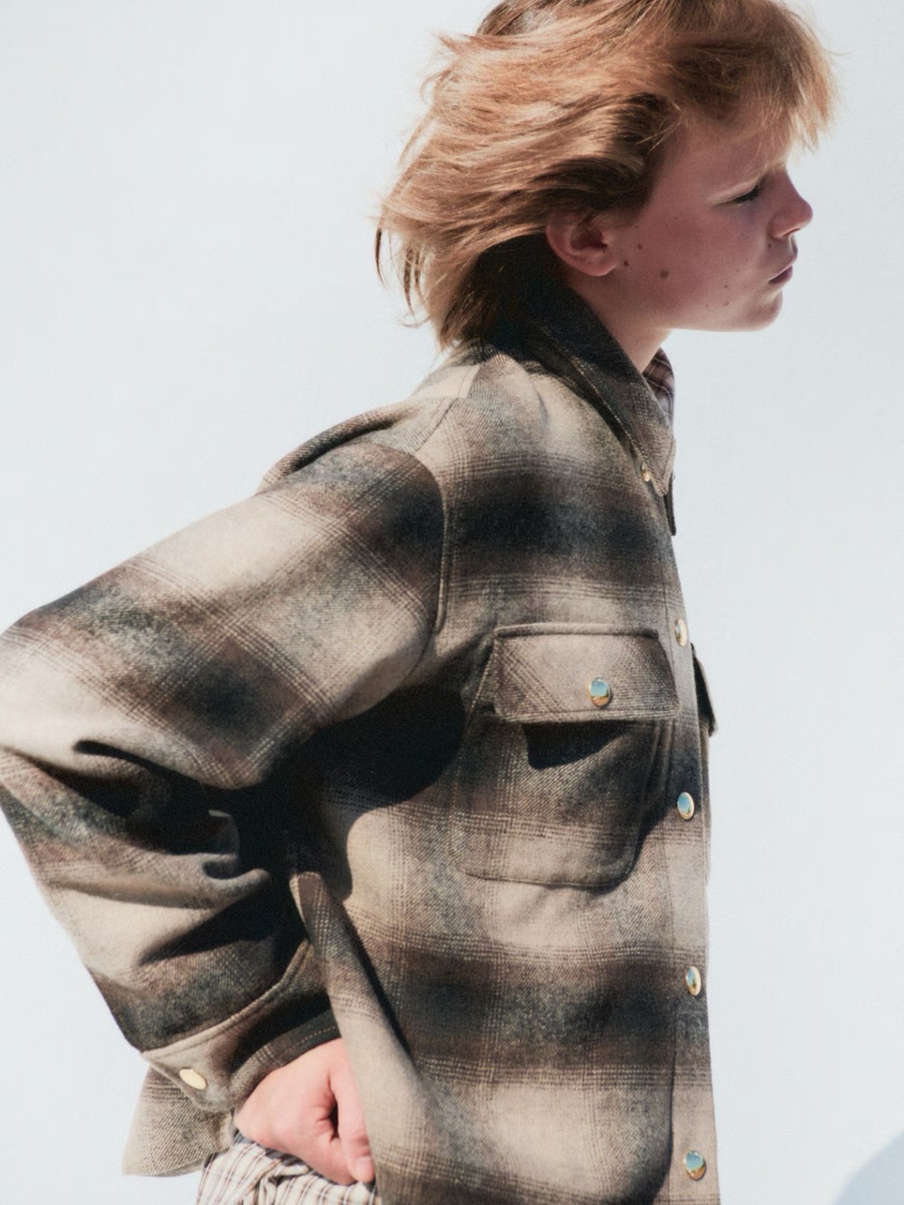 Plaid Shacket Jacket in Brown and Cream - Picture 4 of 6